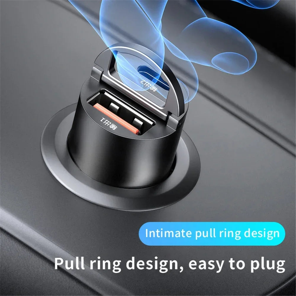 100W PD QC Pull Ring Fast Charging Car Charger USB C
