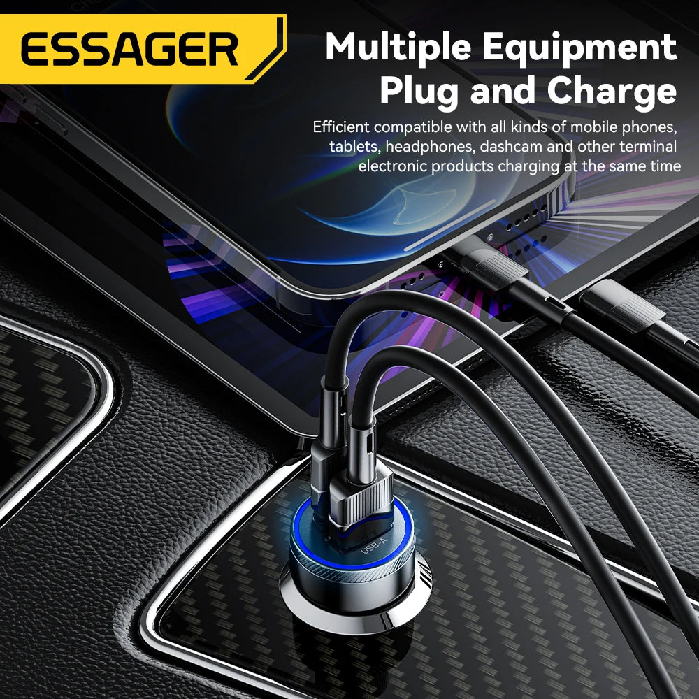 Essager 54W Car Charger 5A Fast Charging Type C Quick Charge 3.0