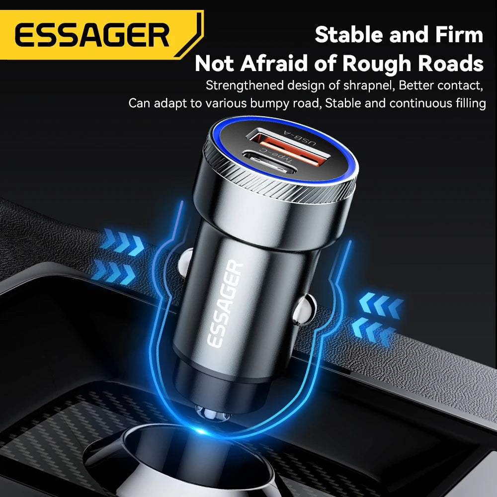 Essager 54W Car Charger 5A Fast Charging Type C Quick Charge 3.0