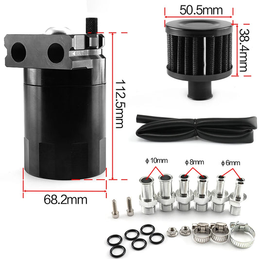 Universal Baffled Aluminum Oil Catch Can Reservoir Tank Oil Tank With Breather Filter