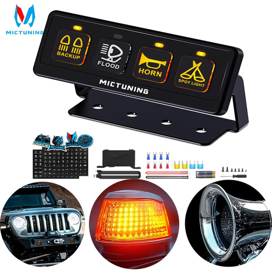 MICTUNING 12V 60A Universal 4 Gang Wireless Switch Panel