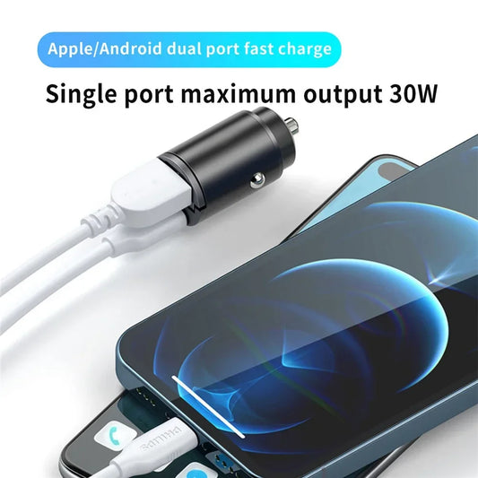 100W PD QC Pull Ring Fast Charging Car Charger USB C
