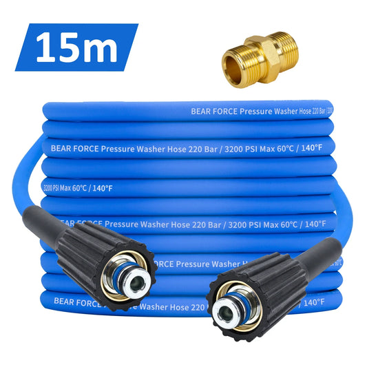 BEAR FORCE 15M Super Flexible Pressure Washer Hose 3200 PSI Kink Resistant Power Washer Hose